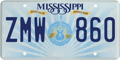 MS license plate ZMW860
