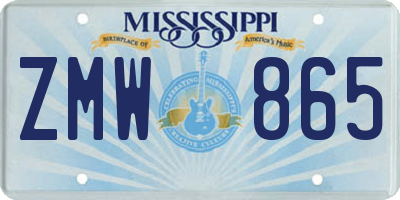 MS license plate ZMW865