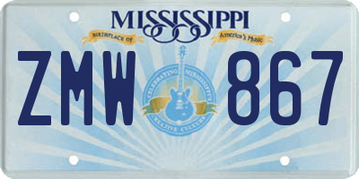 MS license plate ZMW867