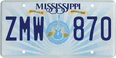 MS license plate ZMW870