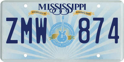 MS license plate ZMW874