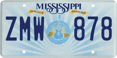 MS license plate ZMW878