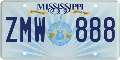 MS license plate ZMW888