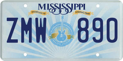 MS license plate ZMW890