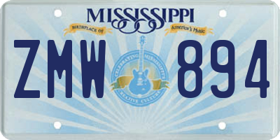 MS license plate ZMW894