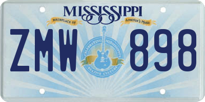 MS license plate ZMW898