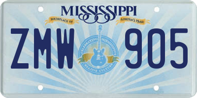 MS license plate ZMW905