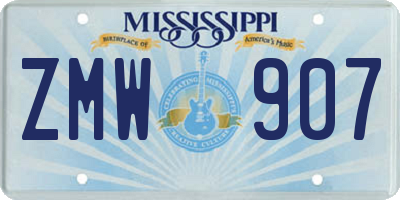 MS license plate ZMW907