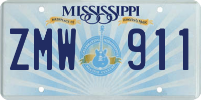 MS license plate ZMW911