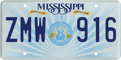 MS license plate ZMW916