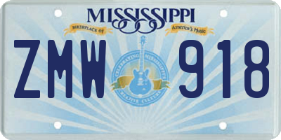 MS license plate ZMW918