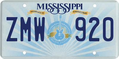 MS license plate ZMW920