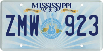 MS license plate ZMW923