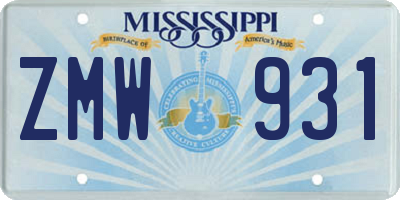 MS license plate ZMW931