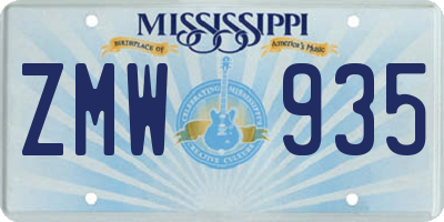 MS license plate ZMW935