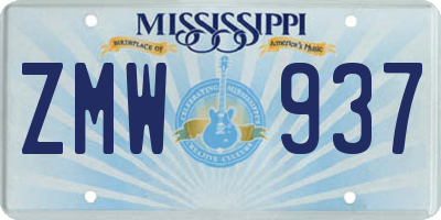 MS license plate ZMW937