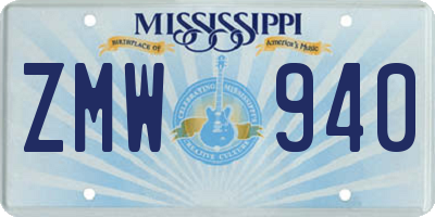 MS license plate ZMW940