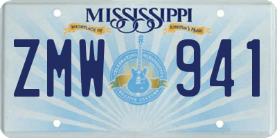 MS license plate ZMW941