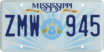 MS license plate ZMW945