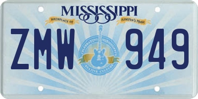 MS license plate ZMW949