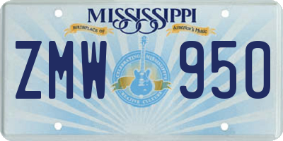 MS license plate ZMW950