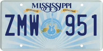 MS license plate ZMW951