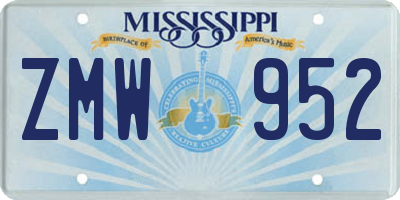 MS license plate ZMW952