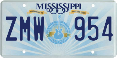 MS license plate ZMW954