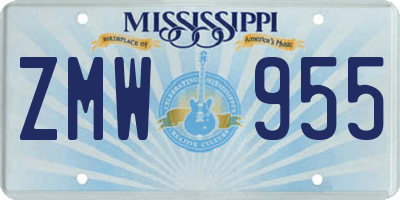 MS license plate ZMW955