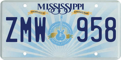 MS license plate ZMW958