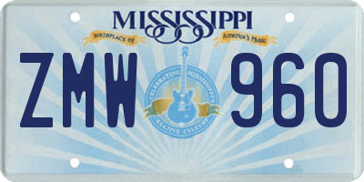 MS license plate ZMW960
