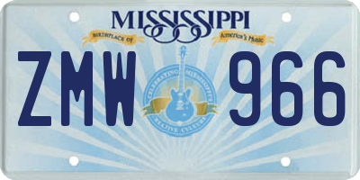 MS license plate ZMW966