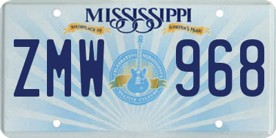 MS license plate ZMW968