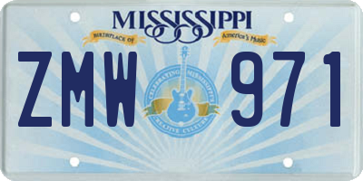 MS license plate ZMW971