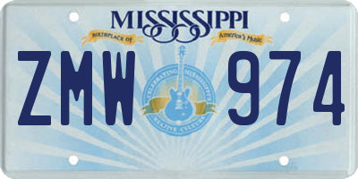 MS license plate ZMW974