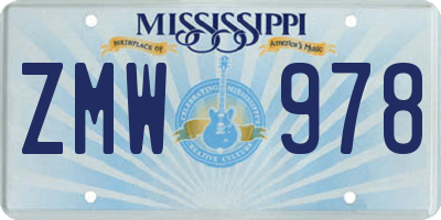 MS license plate ZMW978