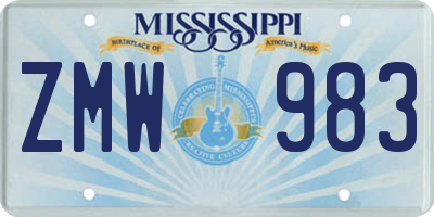 MS license plate ZMW983