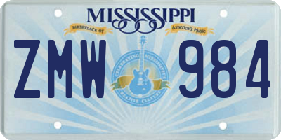 MS license plate ZMW984