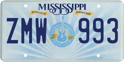 MS license plate ZMW993