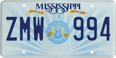 MS license plate ZMW994
