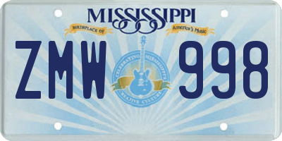 MS license plate ZMW998