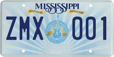 MS license plate ZMX001
