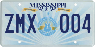 MS license plate ZMX004