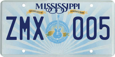 MS license plate ZMX005