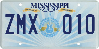 MS license plate ZMX010