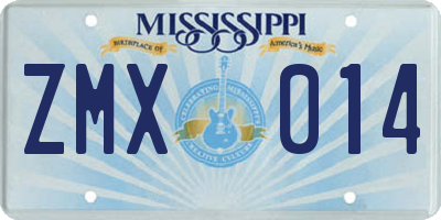 MS license plate ZMX014