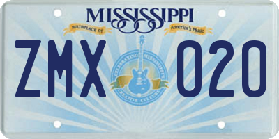MS license plate ZMX020