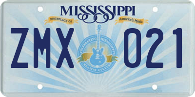 MS license plate ZMX021