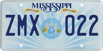 MS license plate ZMX022