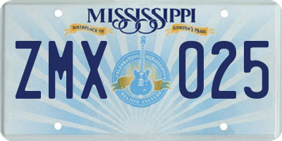 MS license plate ZMX025